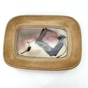 Handmade studio pottery rectangular tray plate